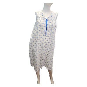 Simply Basic White Polyester/Cotton Floral Nightgown M
